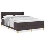 vidaXL Lit à ressorts Marron foncé et Blanc 140 x 190 cm tissu