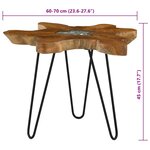 vidaXL Table basse 70x45 cm Bois de teck massif et polyrésine