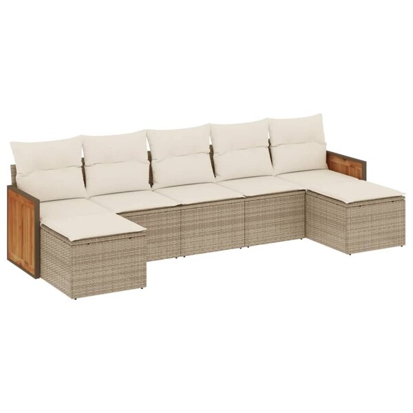 vidaXL Salon de jardin avec coussins 7 Pièces beige résine tressée