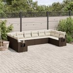 vidaXL Salon de jardin 10 Pièces avec coussins marron résine tressée