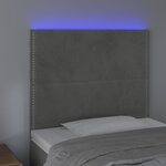 vidaXL Tête de lit à LED Gris clair 90x5x118/128 cm Velours