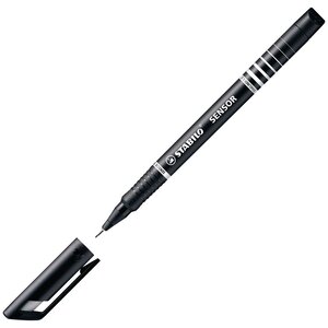 Stylo-feutre, Sensor, pointe super fine, corps en polypropylène noir, encre noire (boîte 30 unités)