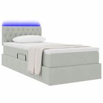 vidaXL Lit de rangement LED avec matelas Gris clair 90 x 190 cm