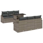 vidaXL Ensemble de canapé de jardin avec stockage 7 Pièces Gris polyrotin