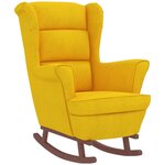 vidaXL Fauteuil à bascule à oreilles en velours jaune bois massif