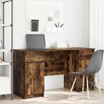 vidaXL Bureau avec porte Chêne fumé 140 x 49 x 76 cm Bois d'ingénierie