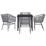 vidaXL Ensemble de salle à manger de jardin 5 pièces avec coussins gris en poly rotin