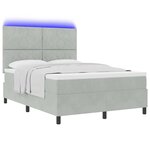 vidaXL Lit à ressort LED avec matelas Gris clair 140 x 200 cm Velours