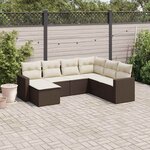 vidaXL Salon de jardin avec coussins 7 Pièces marron résine tressée