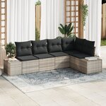 vidaXL Ensemble de canapé de jardin 5 pièces avec coussins en poly rattan gris clair