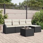 vidaXL Ensemble de canapé de jardin 6 Pièces Noir et blanc Poly rotin
