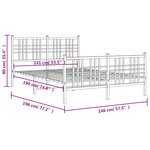 vidaXL Cadre de lit métal sans matelas avec pied de lit noir 140x190cm