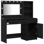 Set de coiffeuse 2 pièces avec LED en bois d'ingénierie noir