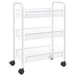 vidaXL Chariot de cuisine à 3 niveaux Blanc 46x26x64 cm Fer