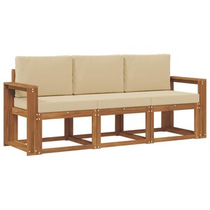 vidaXL Ensemble de canapés d'extérieur 3 pc Naturel et Beige