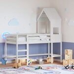 vidaXL Lit superposé avec échelle et toit sans matelas blanc 90x190 cm