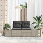 vidaXL Canapé de jardin 2 places avec coussins en poly rattan gris