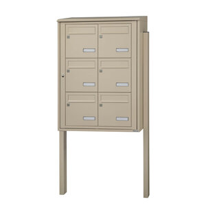 Bloc collectif Leabox  2x3  grade 3  simple face  extérieur  fixation sur pieds à sceller   ivoire ral 1015  finition brillante