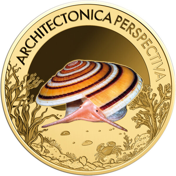 Monnaie PERSPECTIVIST ARCHITECTONICA Sea Creatures 1/1000 Oz Or 3000 Francs Chad