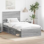 vidaXL Cadre de lit Gris Sonoma 100 x 200 cm Bois de pin massif