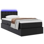 vidaXL Lit avec rangement et LED Noir 90 x 200 cm Cuir synthétique