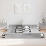 vidaXL Cadre de lit avec rangement Sonoma gris 200 x 200 cm