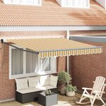 vidaXL Auvent Rétractable Jaune gris et blanc 350 x 250 cm tissu
