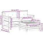 vidaXL Salon de jardin 3 Pièces avec coussins blanc bois de pin massif