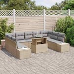 vidaXL Ensemble de canapé de jardin 10 Pièces Beige Poly rotin
