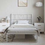 vidaXL Cadre de lit métal sans matelas et tête de lit blanc 100x190 cm