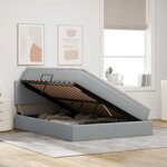 vidaXL Lit avec rangement et LED Gris clair 140 x 190 cm tissu