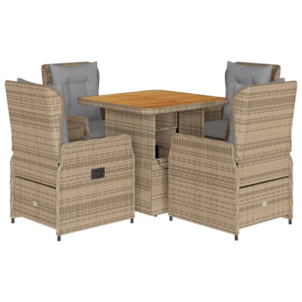 vidaXL Ensemble à manger de jardin avec coussins 5Pièces Beige poly rotin