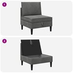 vidaXL Canapé moyen avec rangement Gris foncé Velours