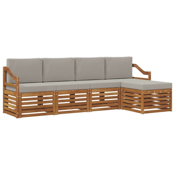 vidaXL Ensemble de canapés d'extérieur 5 pc Gris Naturel et Clair