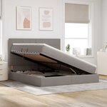 vidaXL Lit de rangement LED avec matelas Taupe 180 x 200 cm Tissu