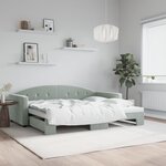 vidaXL Lit de jour avec lit gigogne gris clair 90x200 cm velours
