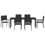 vidaXL Ensemble de Salle à Manger de Jardin 7 Pièces Noir Poly Rattan