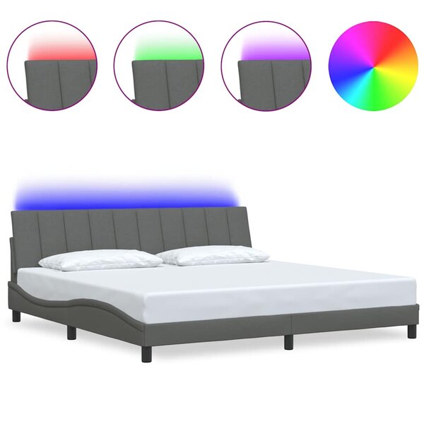 vidaXL Cadre de lit sans matelas gris foncé 200x200 cm tissu