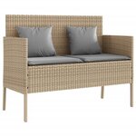 vidaXL Banc de jardin avec coussins beige résine tressée