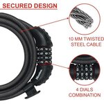 Antivol pour vélo 8120EURDPRO - Câble torsadé en acier - 1 8 m de longueur