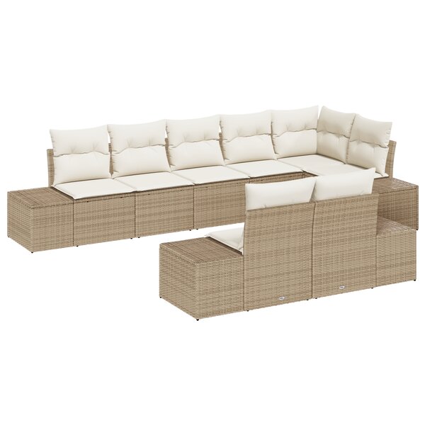 vidaXL Ensemble de canapés de jardin 8 pièces avec coussins  beige  rotin synthétique