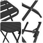 Set de Bistro Pliable 3 Pièces en Acier Anthracite