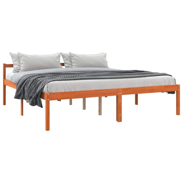 vidaXL Cadre de lit Cire marron 200 x 200 cm Bois de pin massif
