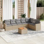 vidaXL Salon de jardin avec coussins 8Pièces mélange beige résine tressée