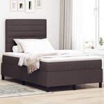 vidaXL Lit à ressorts avec matelas et lumière LED - Marron foncé  120x200 cm en tissu