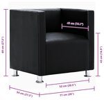 vidaXL Fauteuil cube noir similicuir