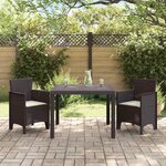 vidaXL Ensemble de salle à manger pour jardin 3 Pièces Marron Rattan Polt