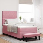 vidaXL Lit à Ressorts avec Matelas & Banc Rose 90x200 cm Velours