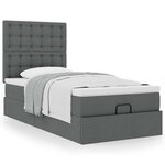 vidaXL Lit ottoman avec matelas gris foncé 90x200 cm tissu