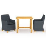 vidaXL Ensemble à manger de jardin 3 Pièces Gris foncé